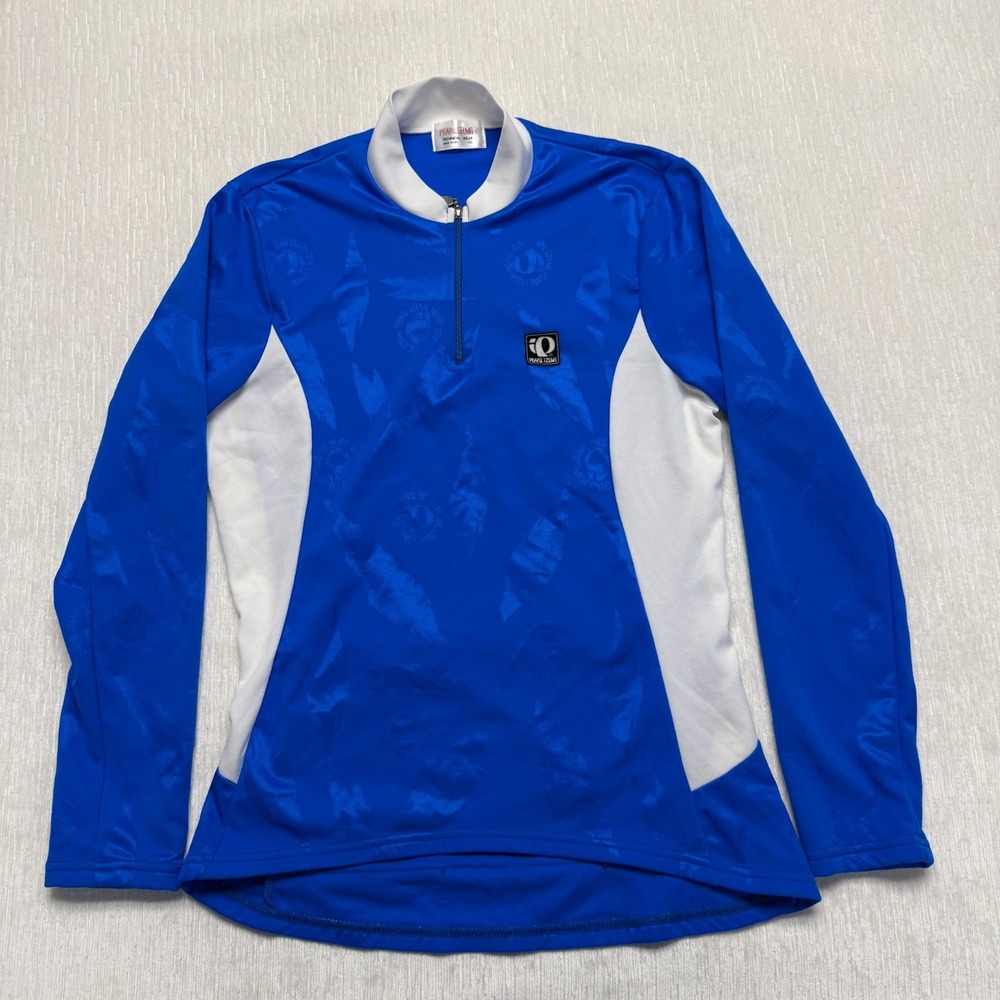 Pearl Izumi 1/4 Zip Cycling Jersey Womens 12 Royal Blue White Rear Pockets Logo